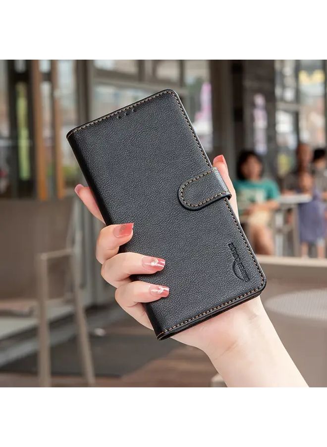 Moto G15 Wallet Phone Case with Card Slots Black Flip Cover - Image 1